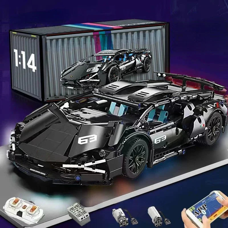 Velocity Blue 1:14 Supercar - 1280 PCS STEM Building Block Set