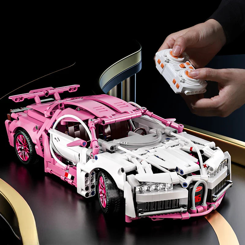 Pink RC Tech Roadster - 1:14 Scale DIY Racing Car Building Blocks