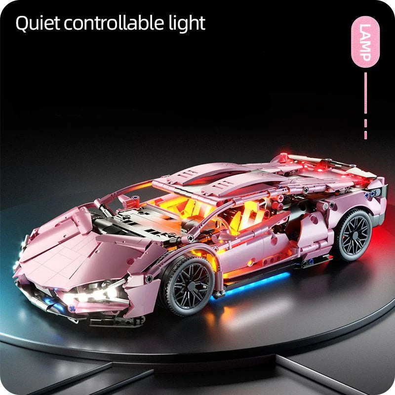 Aero-Pink 1:14 Tech Racing Car - 1299pc Building Block Set