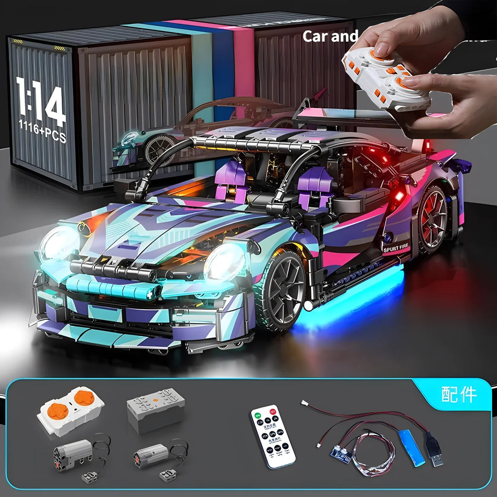 Velocity GT 1:14 RC Sports Car - 1280 Piece MOC Building Block Set