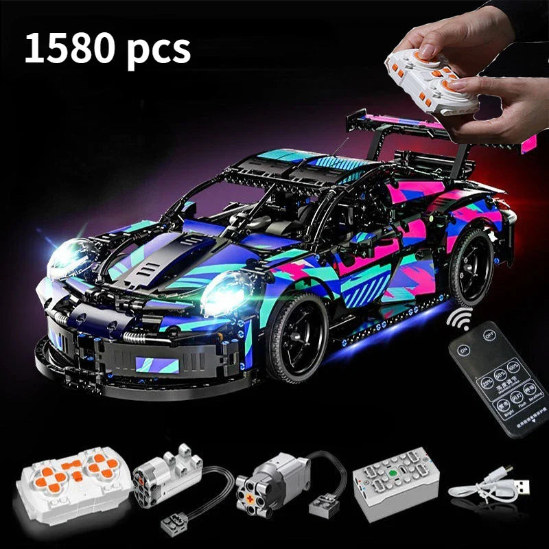 Apex Blue Hypercar - 1:10 RC Building Block Model (1580 PCS)