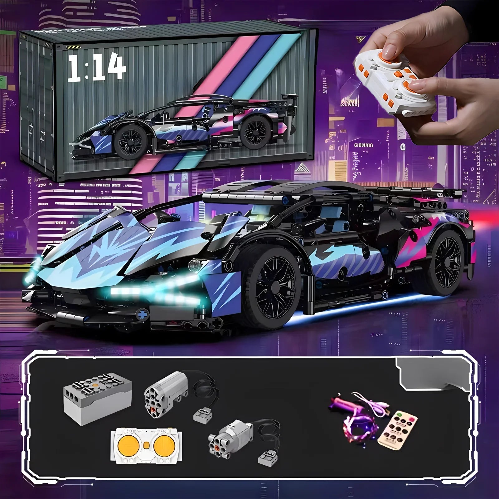 Velocity GT 1:14 Racing Roadster - Technic Building Block Car Kit