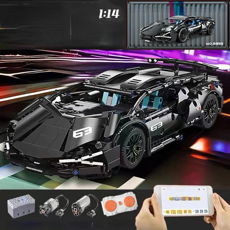 Velocity Blue 1:14 Supercar - 1280 PCS STEM Building Block Set