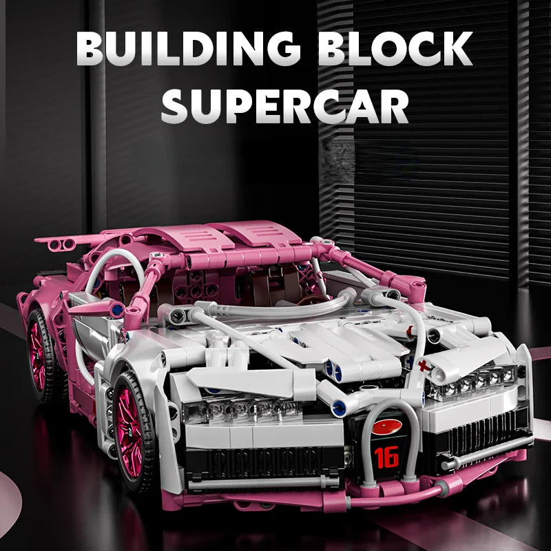 Pink RC Tech Roadster - 1:14 Scale DIY Racing Car Building Blocks