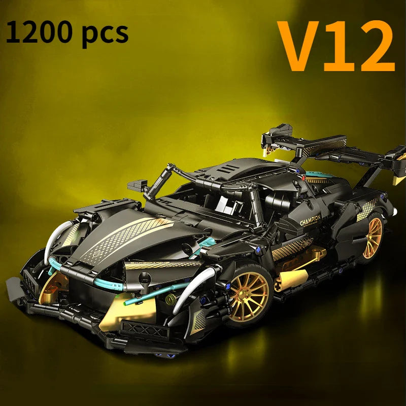 V12 Concept Supercar - 1200pc RC Racing Car Building Block Set