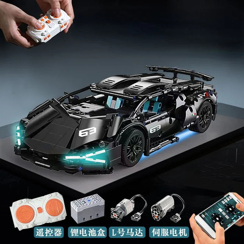 Velocity Blue 1:14 Supercar - 1280 PCS STEM Building Block Set