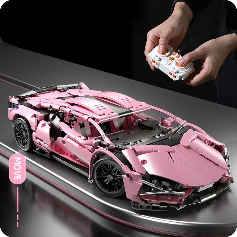 Aero-Pink 1:14 Tech Racing Car - 1299pc Building Block Set