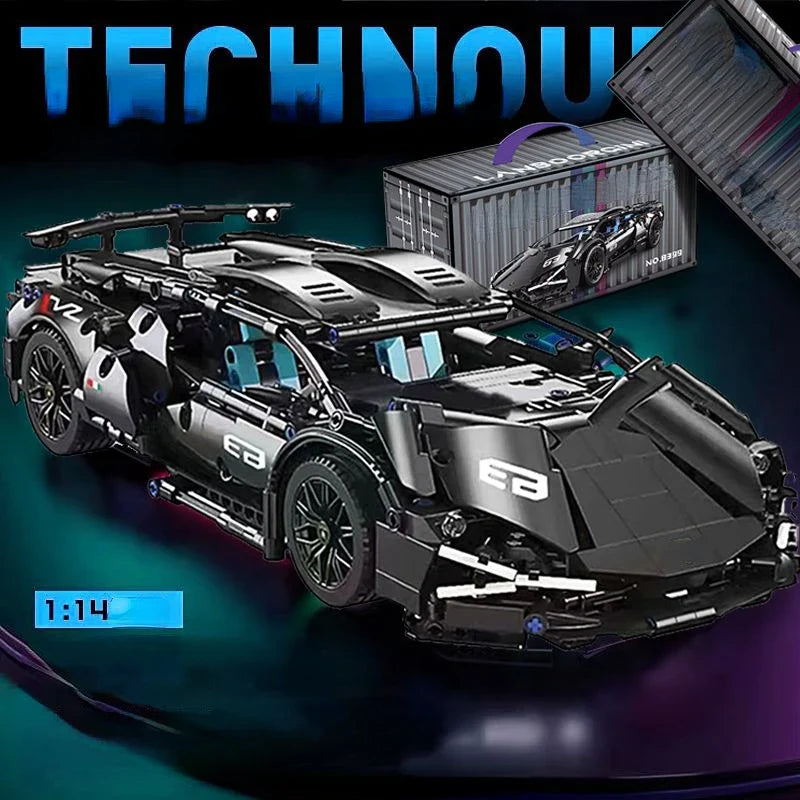 Velocity Blue 1:14 Supercar - 1280 PCS STEM Building Block Set