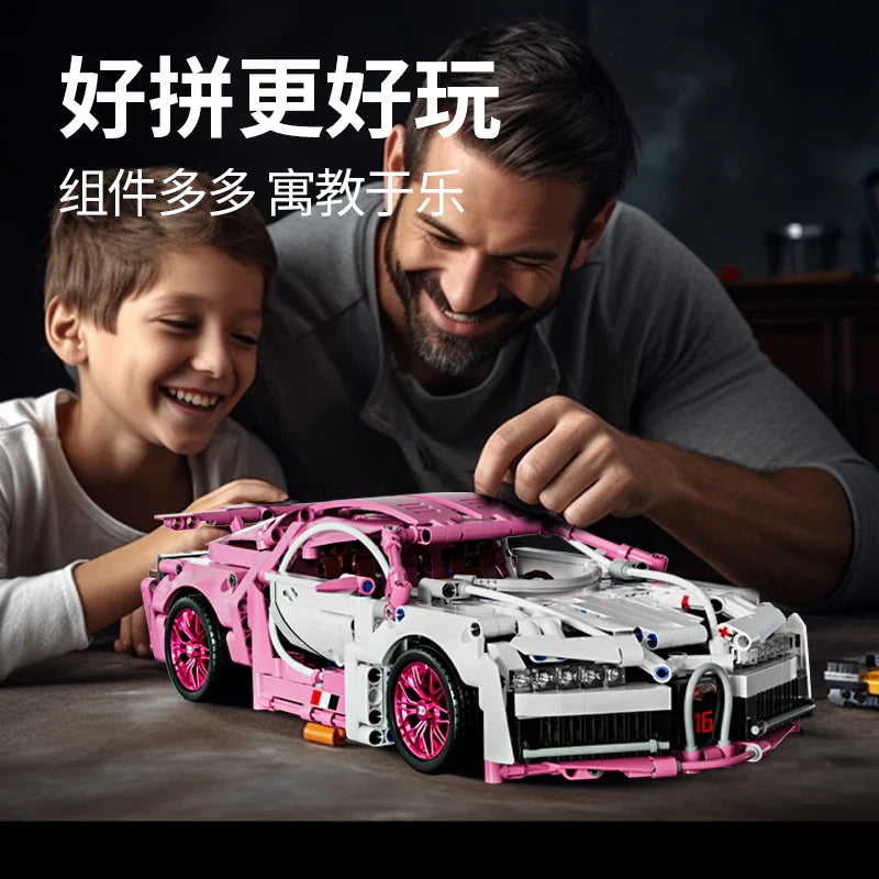 Pink RC Tech Roadster - 1:14 Scale DIY Racing Car Building Blocks